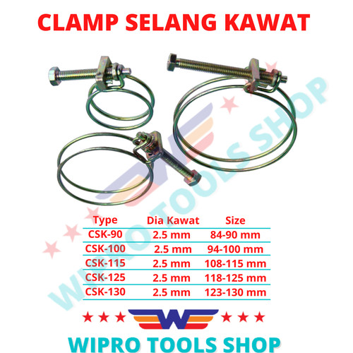 Clamp / Klem Selang Kawat 90mm, 100mm, 115mm, 125mm, 130mm