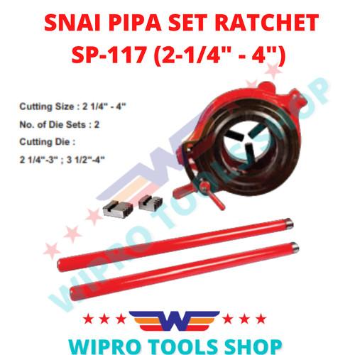 WIPRO Alat Snai Pipa Set Ratchet / Buat Drat Pipa 2-1/4" - 4" SP-117