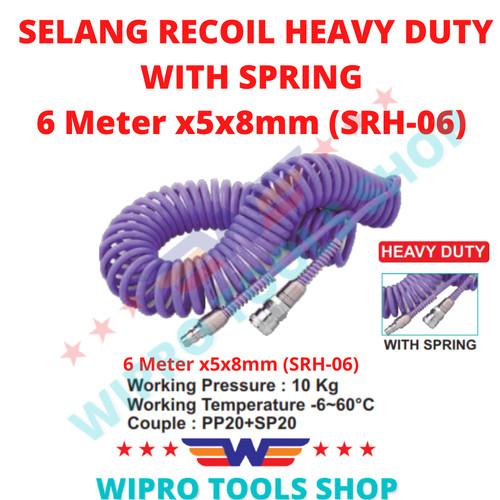 Selang Kompresor / Angin / Recoil Hose Spiral HEAVY DUTY W/Spring