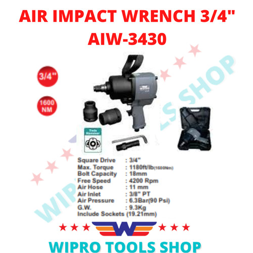 WIPRO Alat Buka Baut Ban Angin / Air Impact Wrench 3/4" AIW-3430