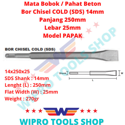 Mata Bobok / Pahat Beton / Bor Chisel COLD (SDS) 14mm Model PAPAK