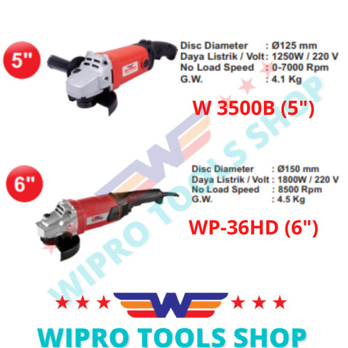 WIPRO Mesin Gerinda / Disc Grinder 5" W 3500B / 6" WP-36HD