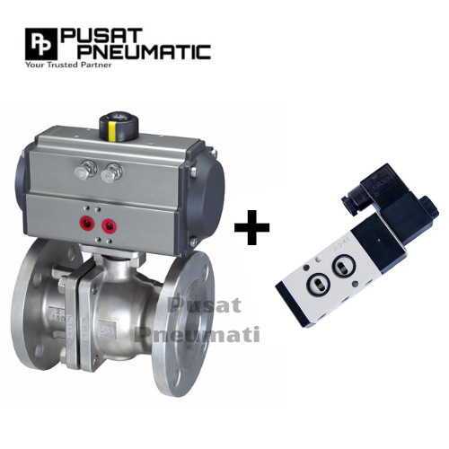 Actuator Ball Valve Stainless Flange JIS 10K Double Acting 4 Inch