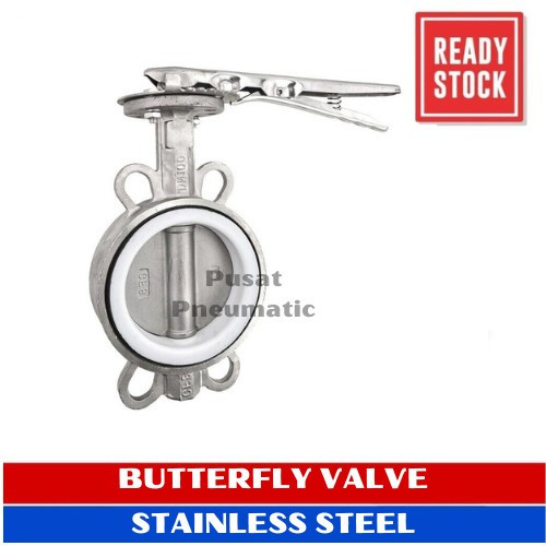 3" Butterfly Valve Stainless Seat PTFE Disc SS 304 Size 3 Inch