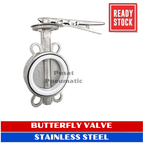 2" Butterfly Valve Stainless Seat PTFE Disc SS 304 Size 2 Inch