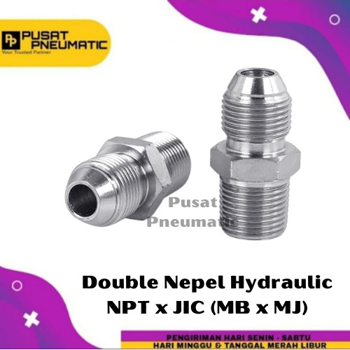 1/4" Double Nepel NPT x JIC Hex Nipple Hydraulic MB x MJ Size 1/4 Inch