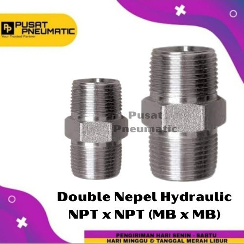 3/4" Double Nepel NPT x NPT Hex Nipple Hydraulic MB x MB Size 3/4 Inch