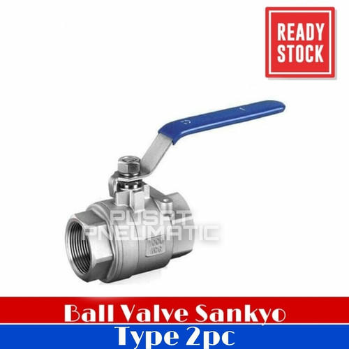 1/4" STOP KRAN AIR BALL VALVE STAINLESS SANKYO FULL BORE 2PC BODY