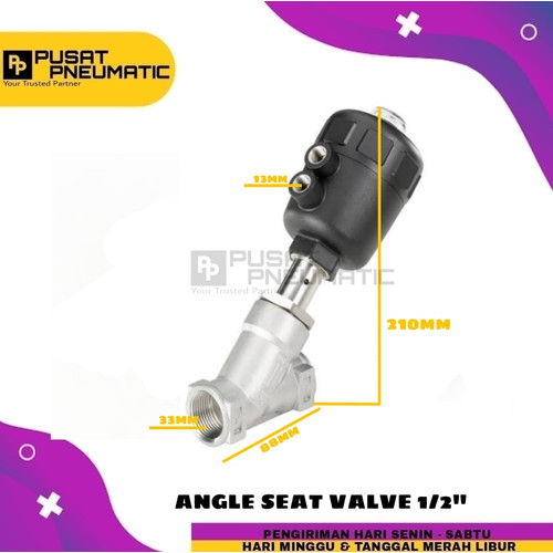 1/2" ANGLE SEAT VALVE DOUBLE ACTING / PISTON VALVE DOUBLE ACTING 1/2