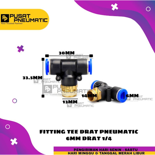 FITTING TEE(EPB) KIRI KANAN TUBE 6 MM Drat 1/4"