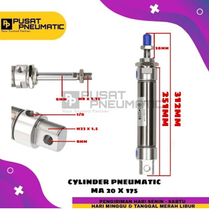 MA 20x175 CYLINDER PNEUMATIC STAINLESS MA 20 X 175