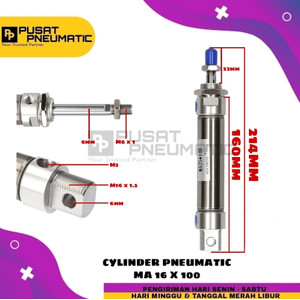 MA 16x100 CYLINDER PNEUMATIC STAINLESS MA 16 X 100