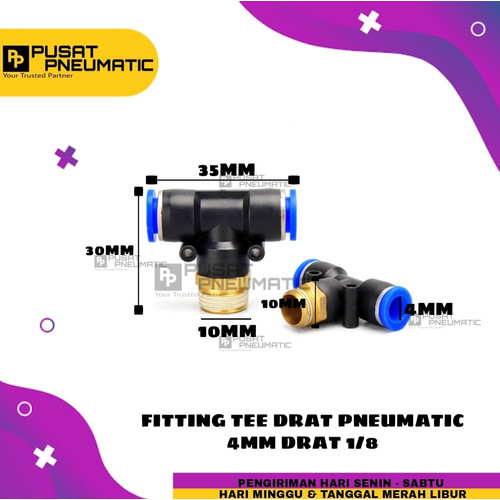 FITTING TEE 4 MM Drat 1/8" MPB 4-01