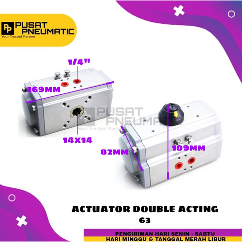 Pneumatic Actuator 063DA Double acting Ball valve 1 1/4" & 1 1/2"