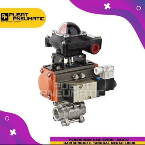 Actuator Ball valve 3pcs body ss 3" Single Acting