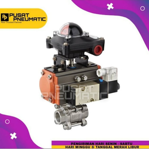 Actuator Ball valve 3pcs body ss 1" Single Acting