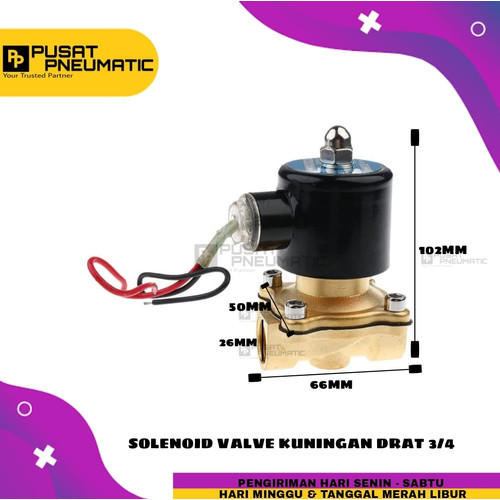 Solenoid Valve kuningan 2 way 3/4" 2w-200-20 220v ac/24dc