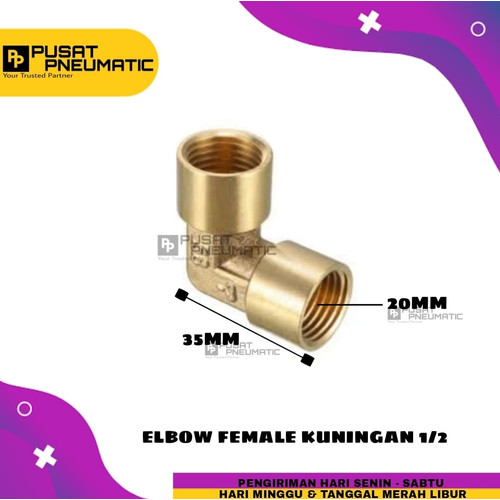 Elbow / Knee kuningan Drat Cewe(Female) 1/2"