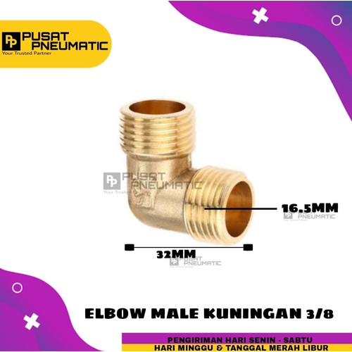 Elbow / Knee kuningan Drat Cowo(Male) 3/8"