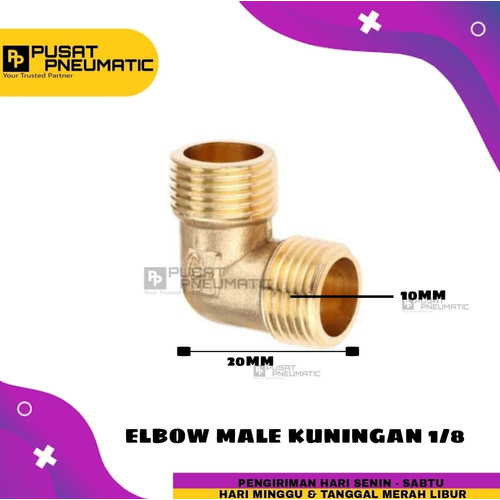 Elbow / Knee kuningan Drat Cowo(Male) 1/8"