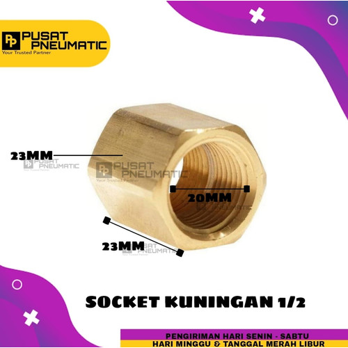 Sock Drat / Sok Drat kuningan 1/2" x 1/2"