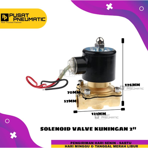 Solenoid Valve kuningan 2 way 2" Normal Close ac220/dc24