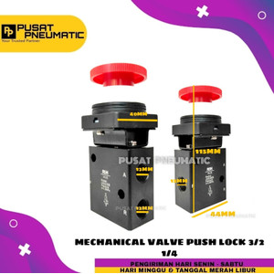 MECHANICAL VALVE PUSH BUTTON WITH LOCK 3 LOBANG 3/2 DRAT 1/4"