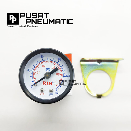 Pressure gauge drat 1/4" range 0-1mpa atau 0-10bar