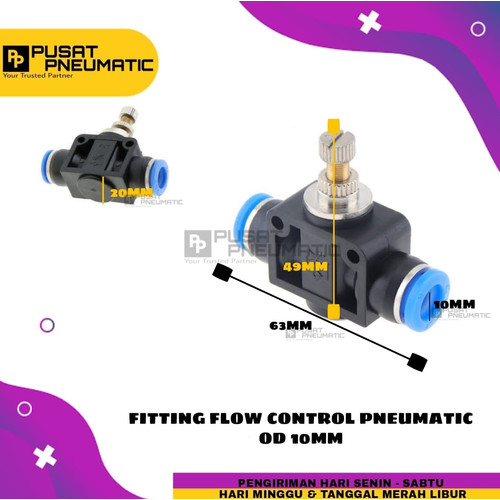 speed control 10mm / pneumatic flow control selang 10 mm x 10 mm