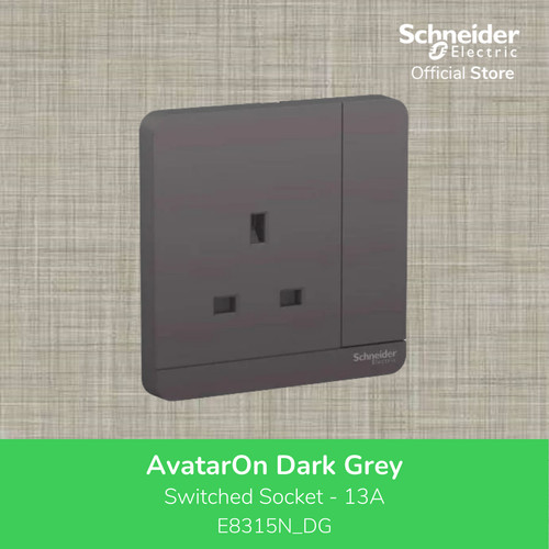 Schneider Electric AvatarOn switched socket 13A Dark Grey-E8315N_DG