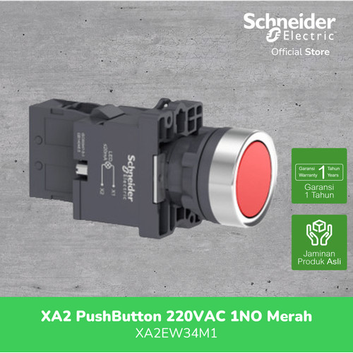 Schneider Electric XA2 PushButton 220VAC 1NO Merah - XA2EW34M1