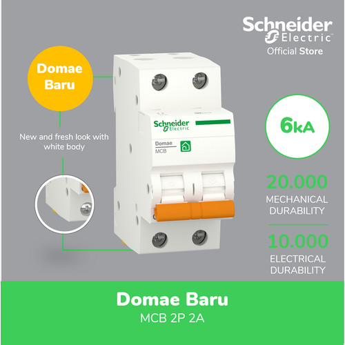 Schneider Electric NEW DOMAE MCB 2A 2P - DOMF01202