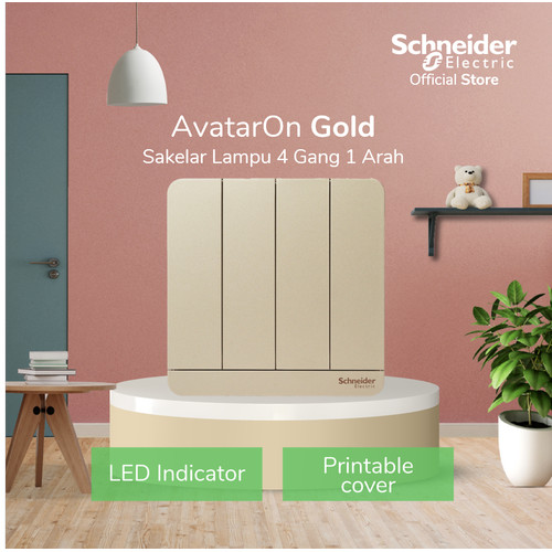 Schneider Electric AvatarOn Saklar Lampu Gold - 4 Gang 1 Arah