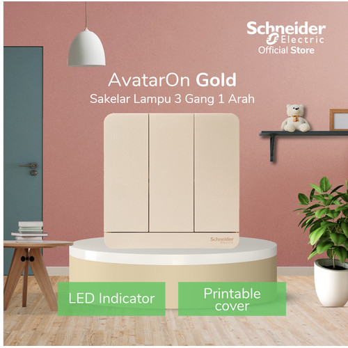 Schneider Electric AvatarOn Saklar Lampu Gold - 3 Gang 1 Arah