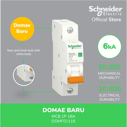 Schneider Electric NEW DOMAE MCB 16A 1P - DOMF01116