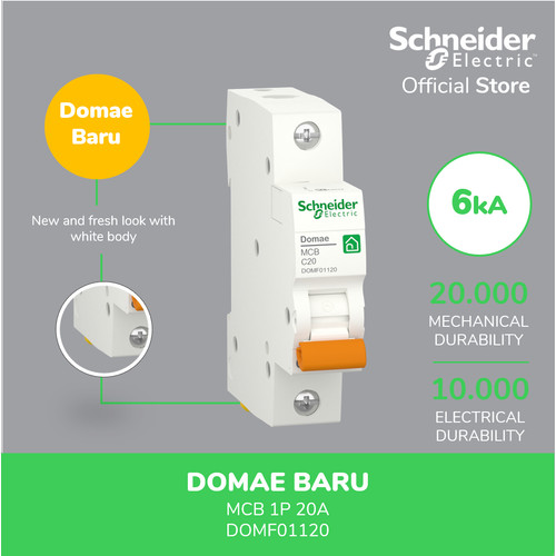 Schneider Electric NEW DOMAE MCB 20A 1P - DOMF01120