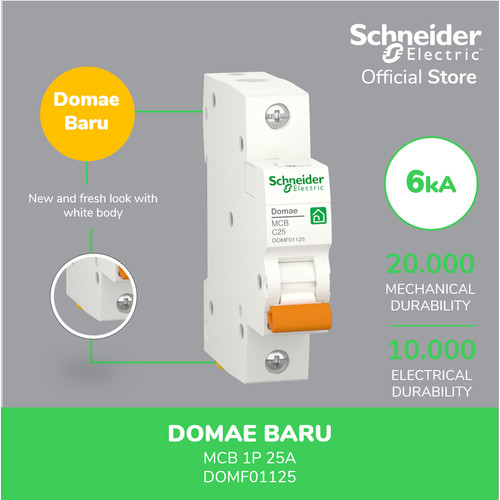 Schneider Electric NEW DOMAE MCB 25A 1P - DOMF01125