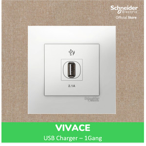 Schneider Electric Vivace USB Charger 2.1A - 1 Gang - KB31USB_WE