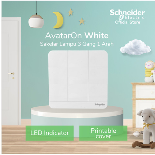 Schneider Electric AvatarOn Saklar Lampu Putih - 3 Gang 1 Arah