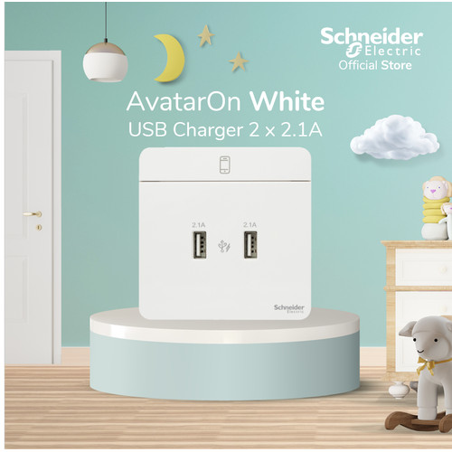 Schneider Electric AvatarOn Putih USB Charger 2.1A - 2 Gang