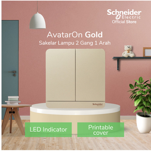 Schneider Electric AvatarOn Saklar Lampu Gold - 2 Gang 1 Arah