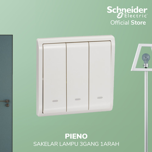 Schneider Electric PIENO Saklar 3 Gang 1 Arah, Putih - E8233L1F_WE_G3