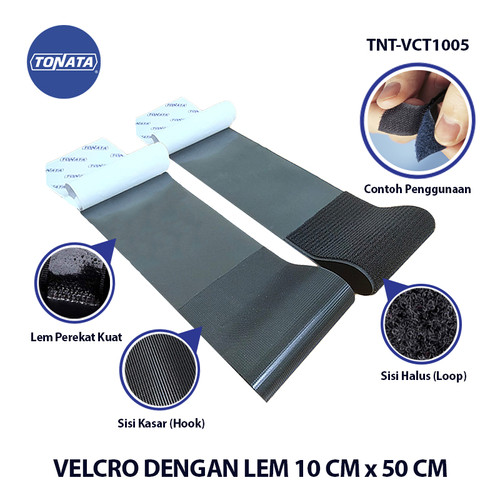 Velcro Double Adhesive Tape / Perekat Serbaguna 10 cm x 50 cm / Hitam