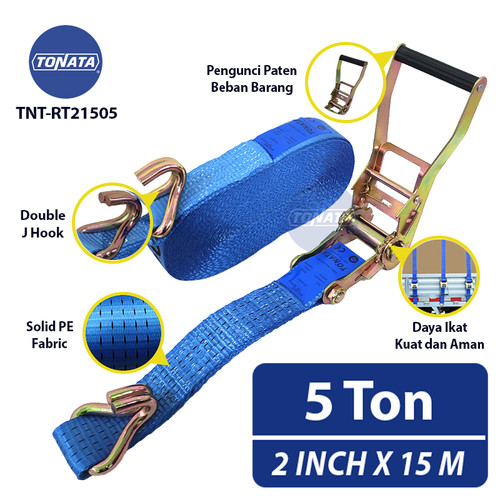 Ratchet Tie Down 2" X 15m / Cargo Belt 5 Ton / Tali Pengikat Barang