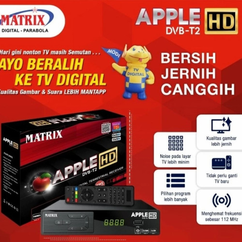 Set Top Box Matrix Apple HD DVB-T2 Reciever Penerima Signal TV Digital