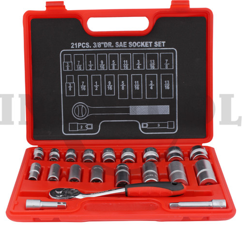 20 PCS, 3/8" DR. SAE SOCKET SET TK-033, 6PT INCH MAXPOWER