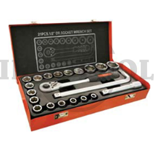 21 PCS 1/2 " DR SOCKET WRENCH SET ( METAL CASE ) 0 MAXPOWER