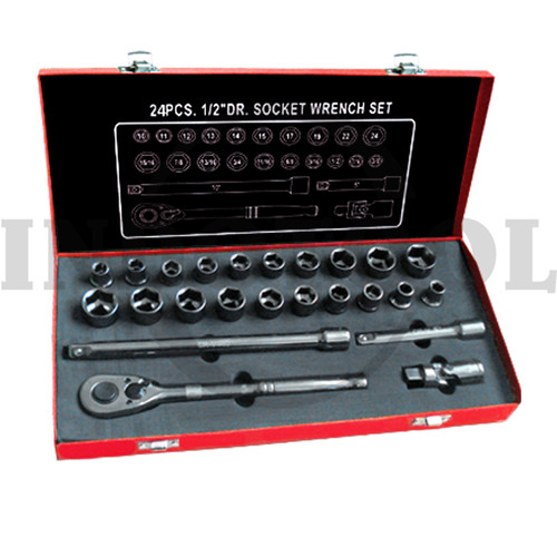 24 PCS, 1/2" DR. SOCKET WRENCH SET TK-092, 6PT 0 MAXPOWER