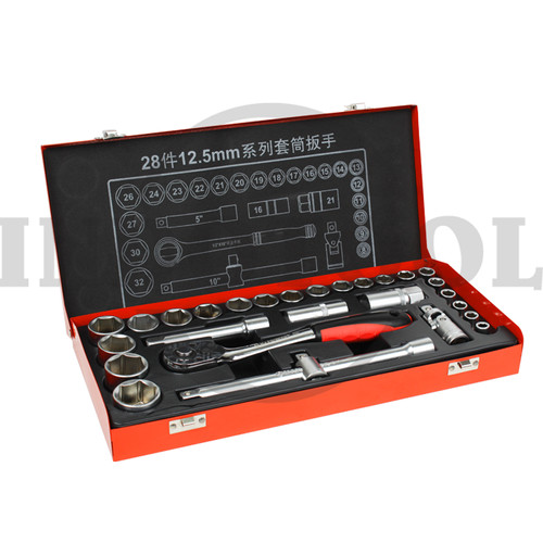 28 PCS, 1/2" DR. SOCKET WRENCH SET TK-087, 6PT 0 MAXPOWER