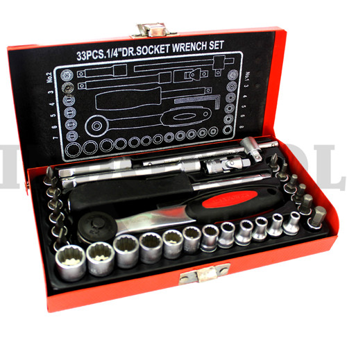 33 PCS, 1/4" DR. SOCKET WRENCH SET TK-010, 6PT 0 MAXPOWER